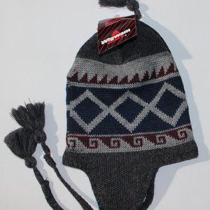 NEW Wigwam Peruvian Wool Hat Shades of Grey w Tassels  Interior Liner One Size